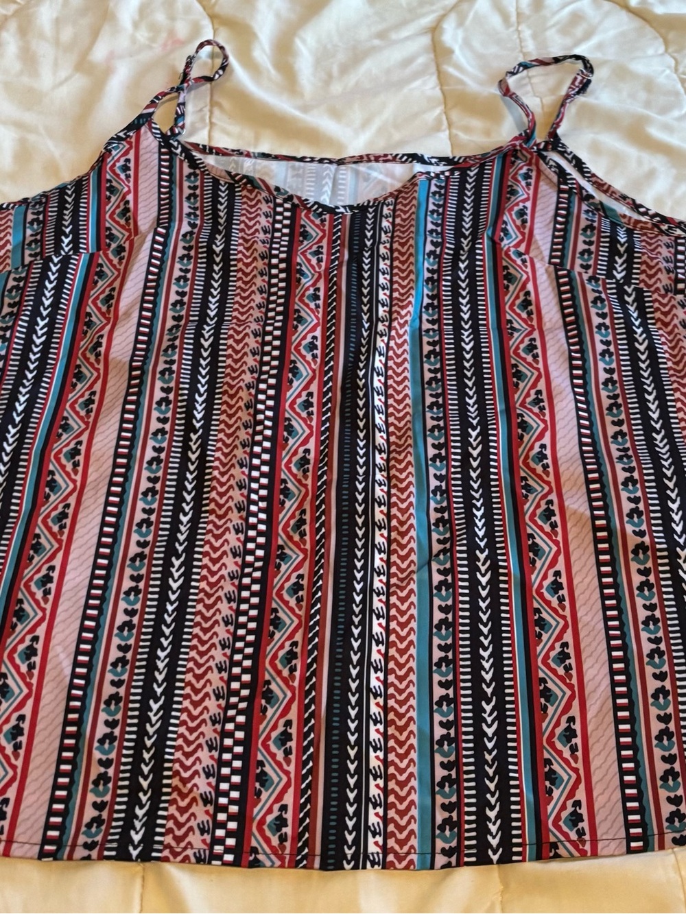 Striped Tribal-Print Spaghetti Strap Tank Top - Multi  - size XL